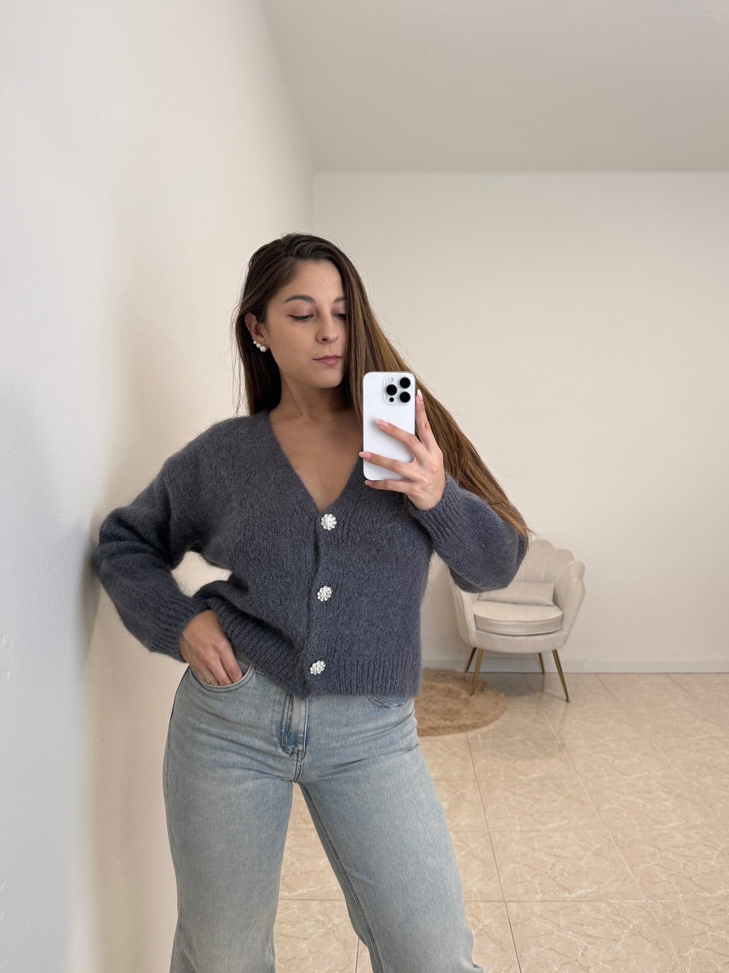 Cardigan Gioiello Grigio Fumo