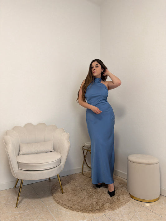 Abito Raso Azzurro Polvere