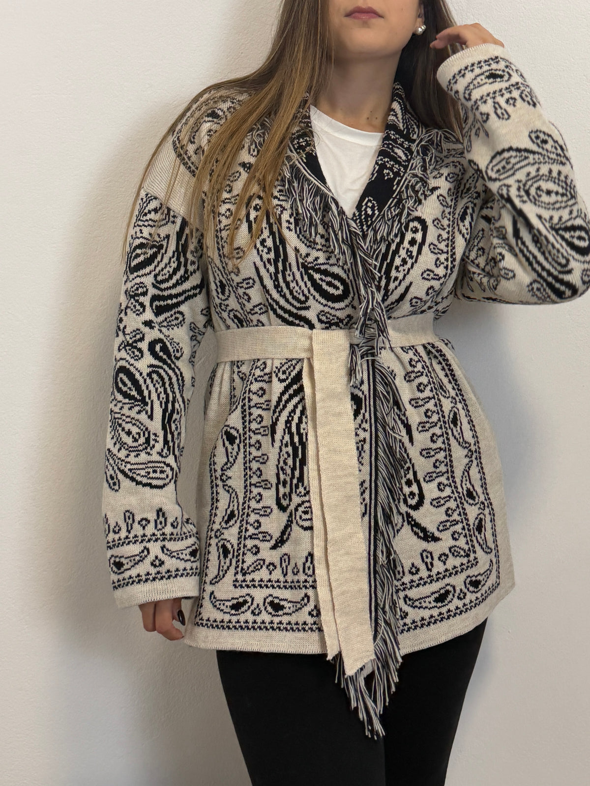 Cardigan Bandana Bianco e Nero