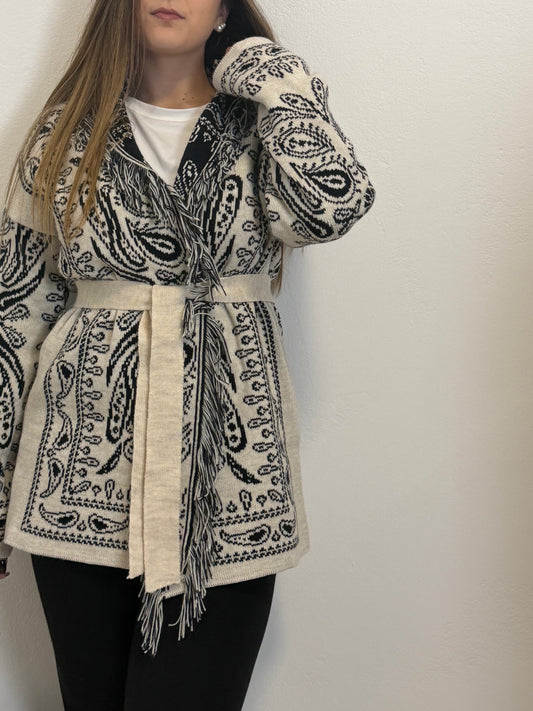Cardigan Bandana Bianco e Nero
