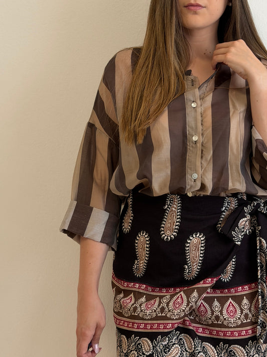 Camicia Righe Beige